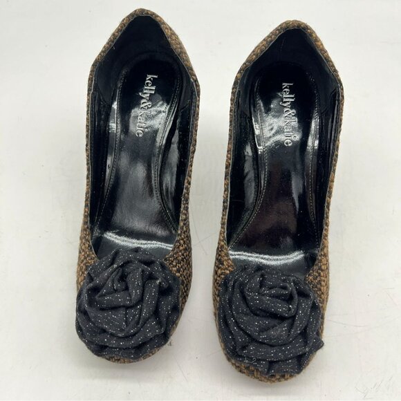 Kelly & Katie Womens Tweed Rose Pumps Sandals Size 7 Brown Classic Party Slip On - Picture 2 of 7